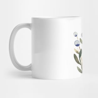 Simple watercolor flowers - sap green and grey Mug